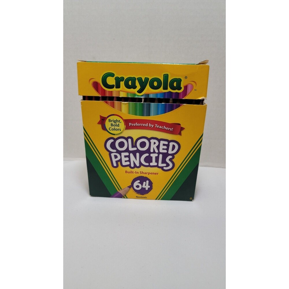 Crayola Colored Pencils 64 Count Box w/ Sharpener Non-Toxic Pre-Owned School